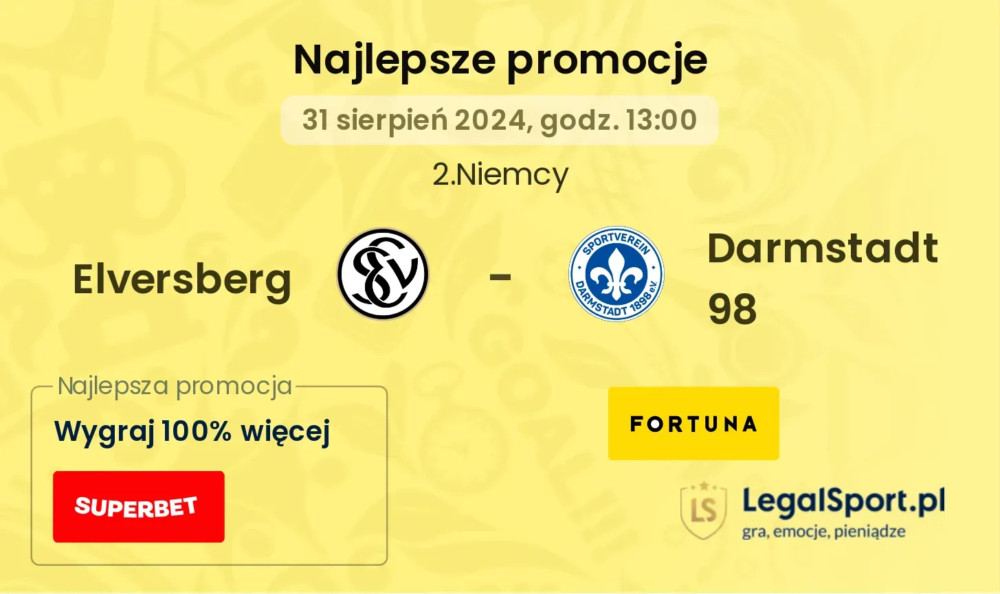 Elversberg - Darmstadt 98 promocje bonusy na mecz