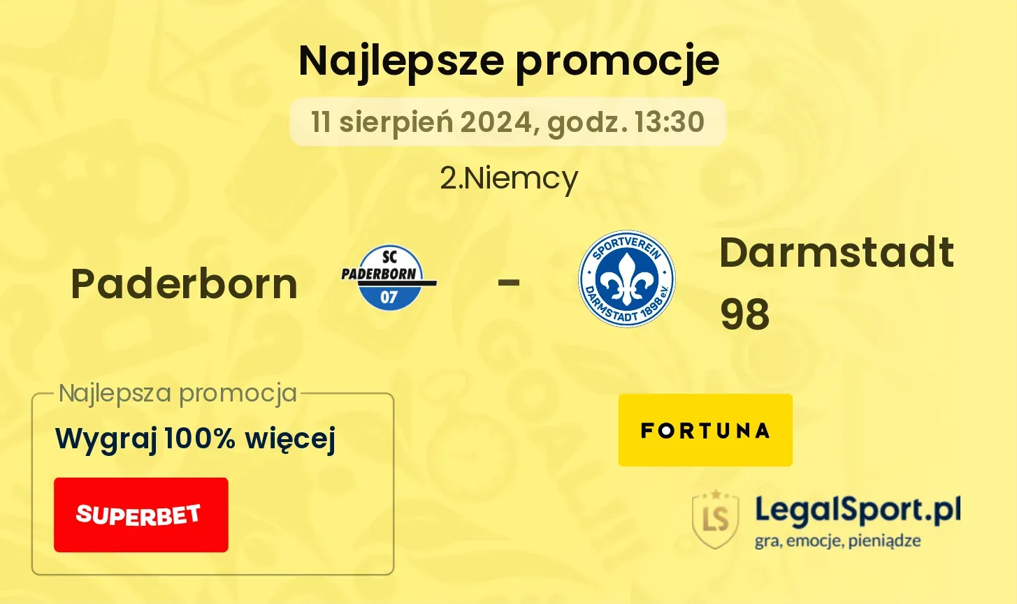 Paderborn - Darmstadt 98 promocje bonusy na mecz