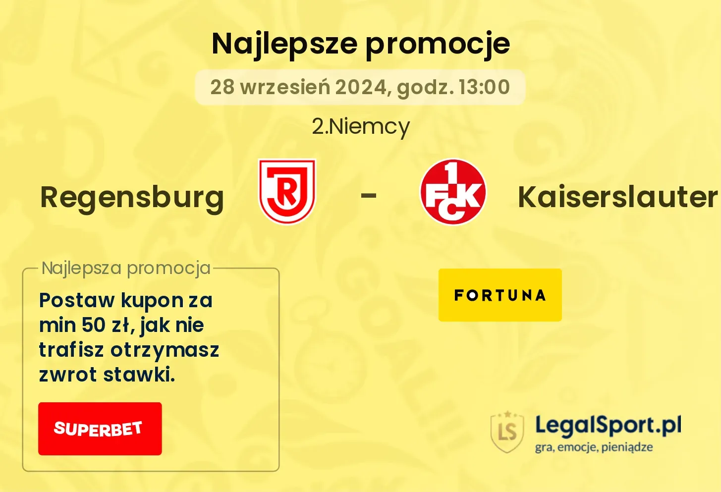 Regensburg - Kaiserslautern promocje bonusy na mecz