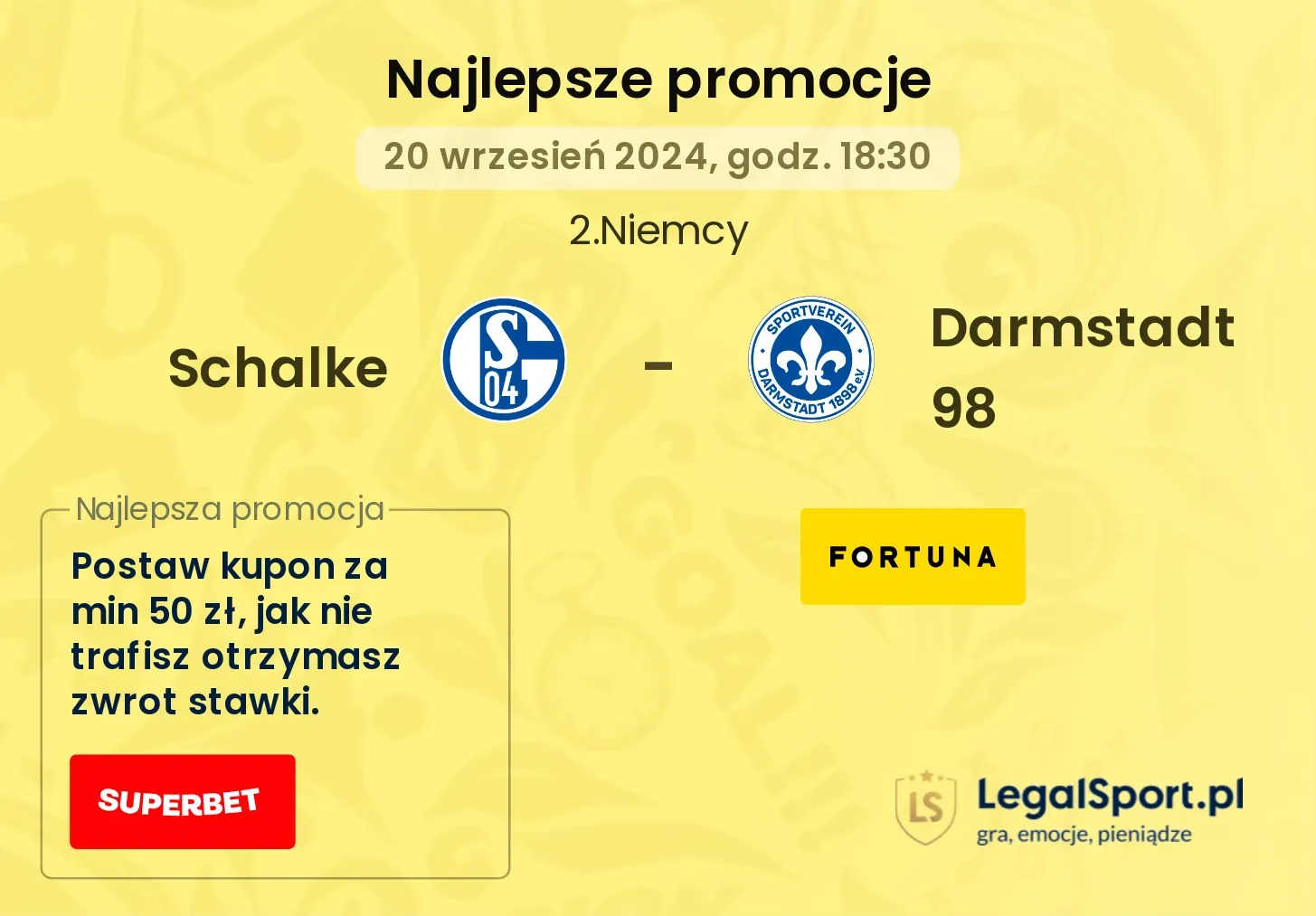 Schalke - Darmstadt 98 promocje bonusy na mecz