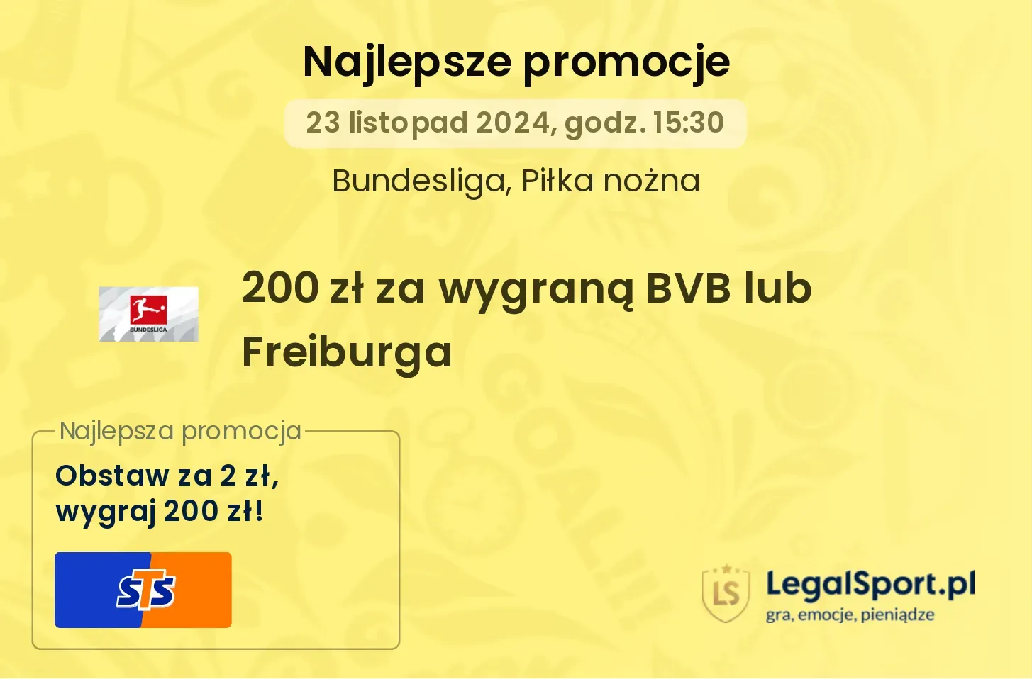 200 zł za wygraną BVB lub Freiburga promocje bonusy na mecz