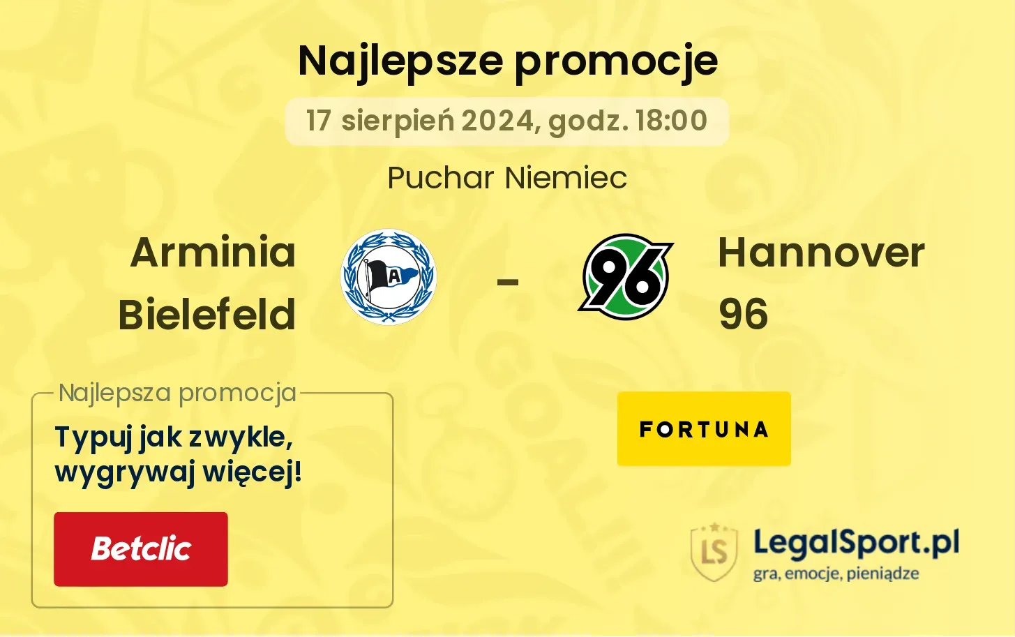 Arminia Bielefeld - Hannover 96 promocje bonusy na mecz