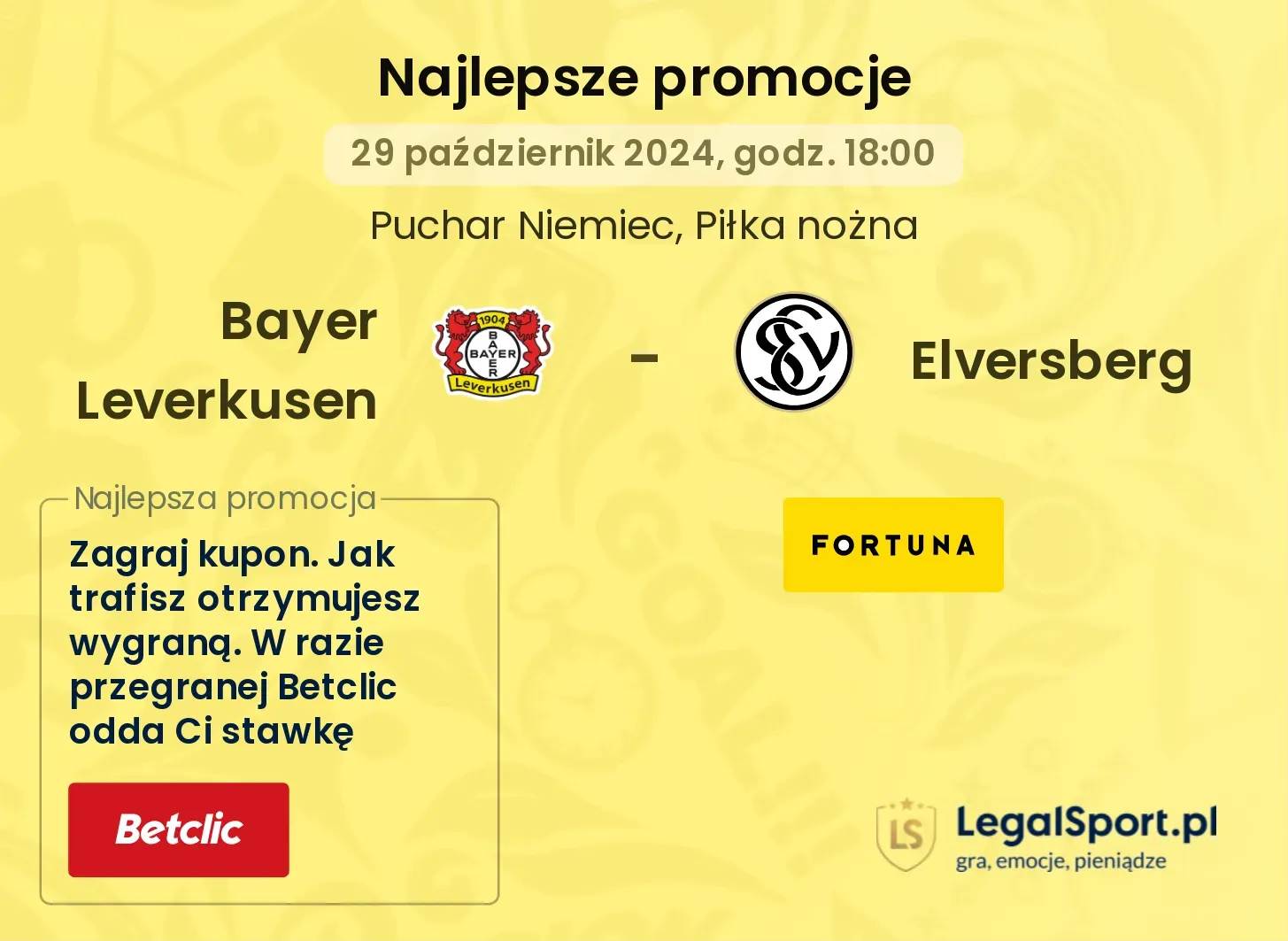 Bayer Leverkusen - Elversberg promocje bonusy na mecz