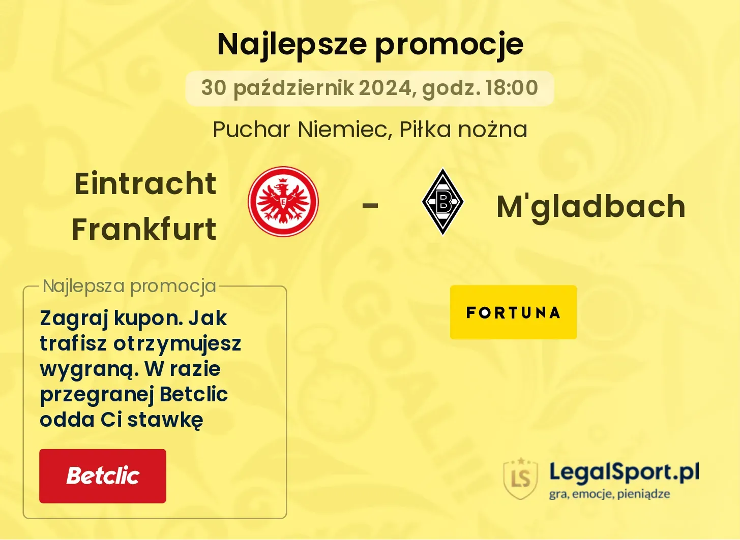 Eintracht Frankfurt - M'gladbach promocje bonusy na mecz