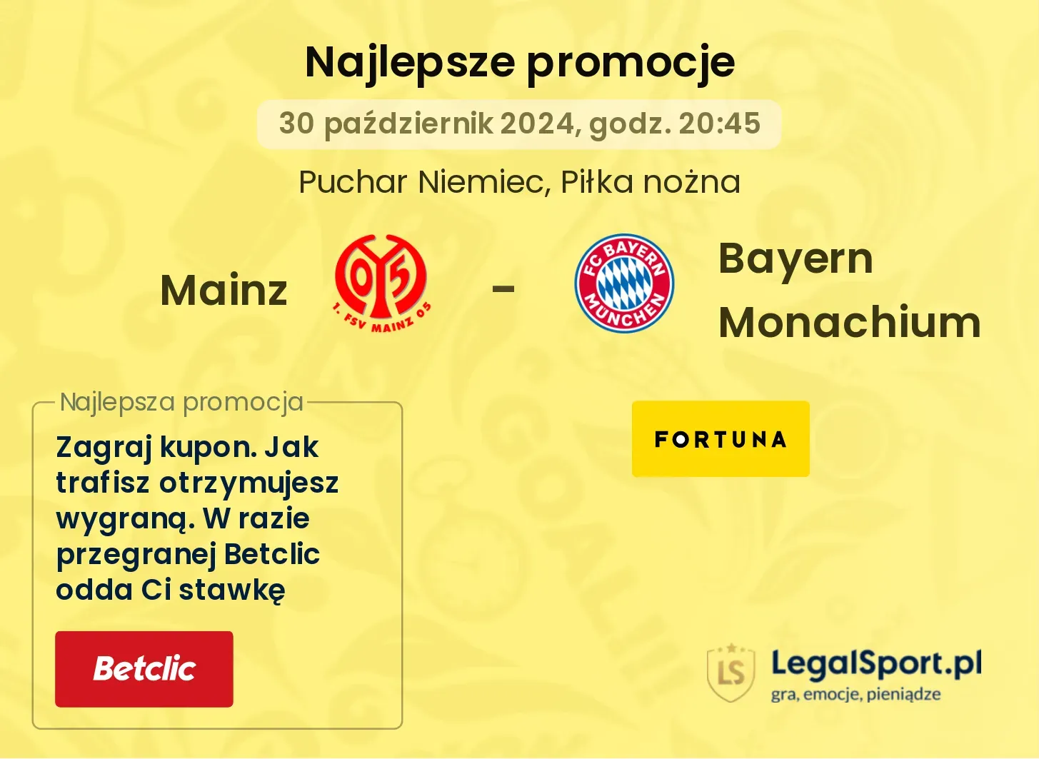 Mainz - Bayern Monachium promocje bonusy na mecz