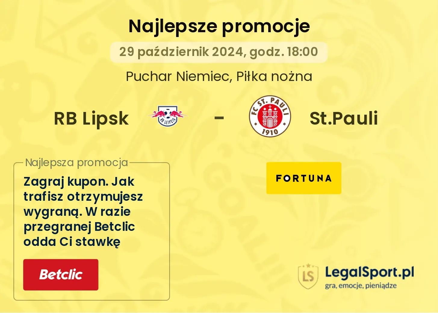 RB Lipsk - St.Pauli promocje bonusy na mecz