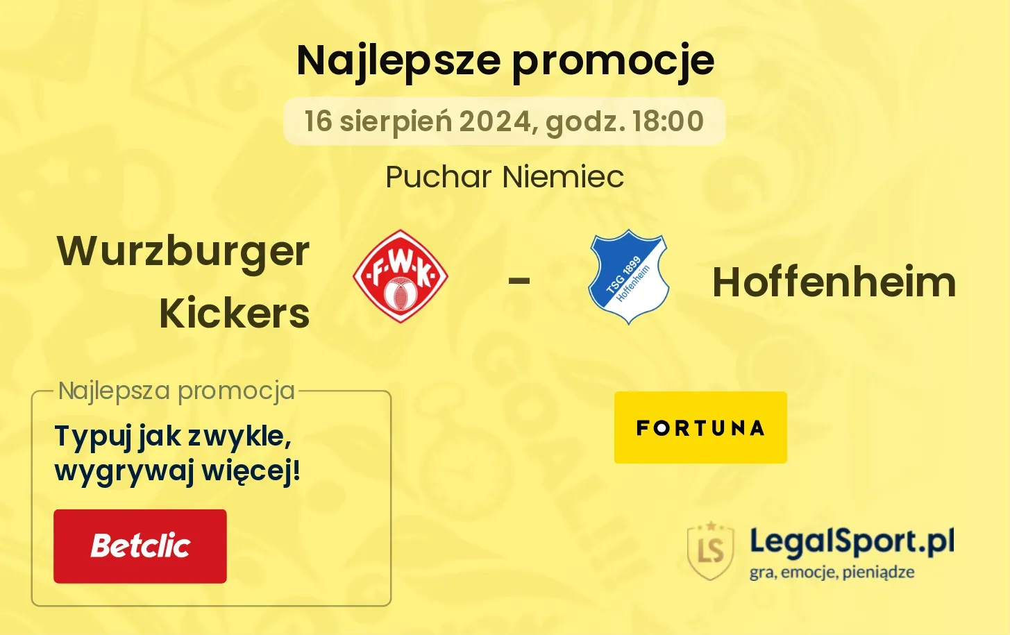 Wurzburger Kickers - Hoffenheim promocje bonusy na mecz