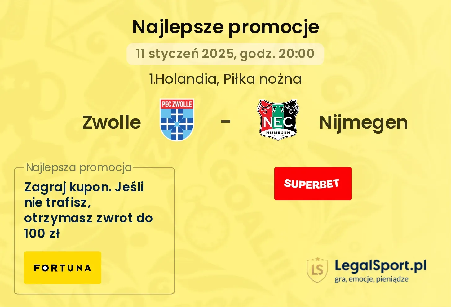 Zwolle - Nijmegen promocje u bukmacherów