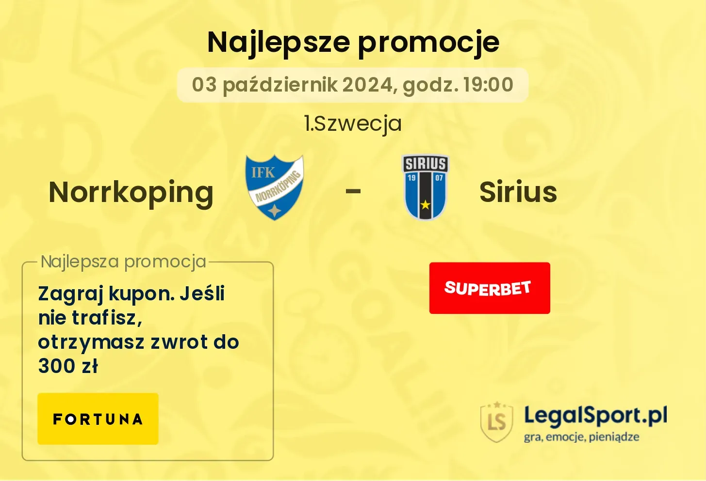 Norrkoping - Sirius promocje u bukmacherów 03.10, 19:00