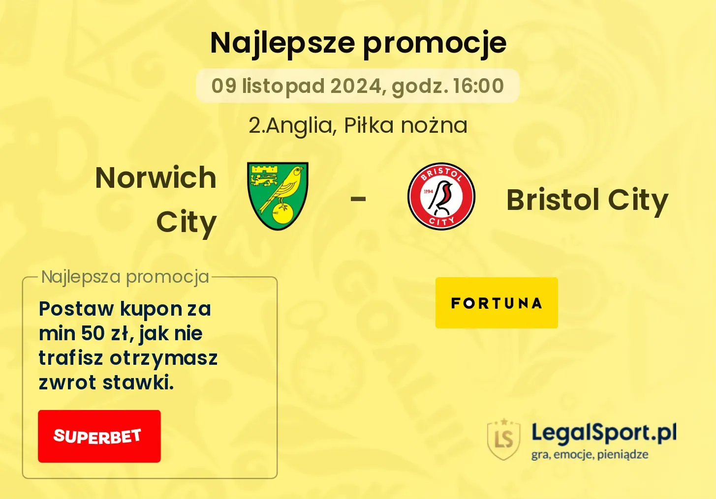 Norwich City - Bristol City promocje bonusy na mecz