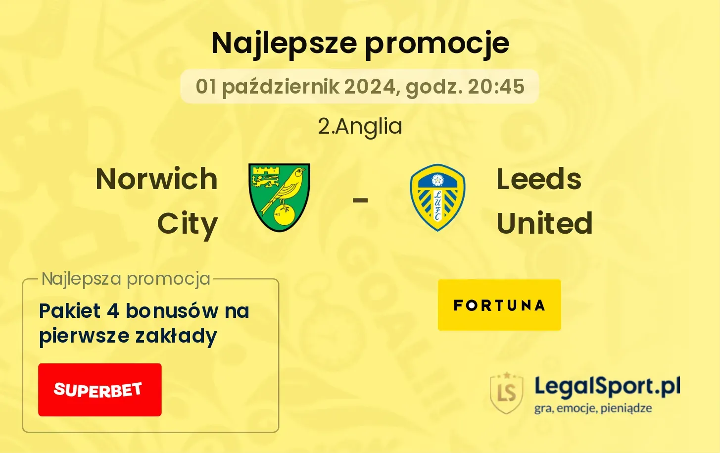 Norwich City - Leeds United promocje bonusy na mecz