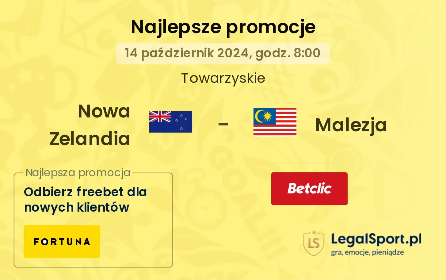 Nowa Zelandia - Malezja promocje bonusy na mecz