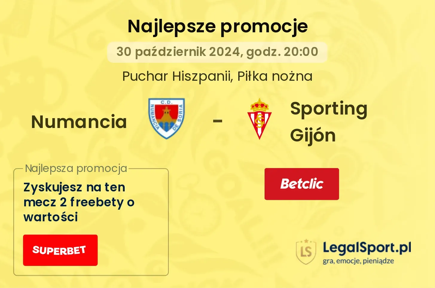 Numancia - Sporting Gijón promocje bonusy na mecz