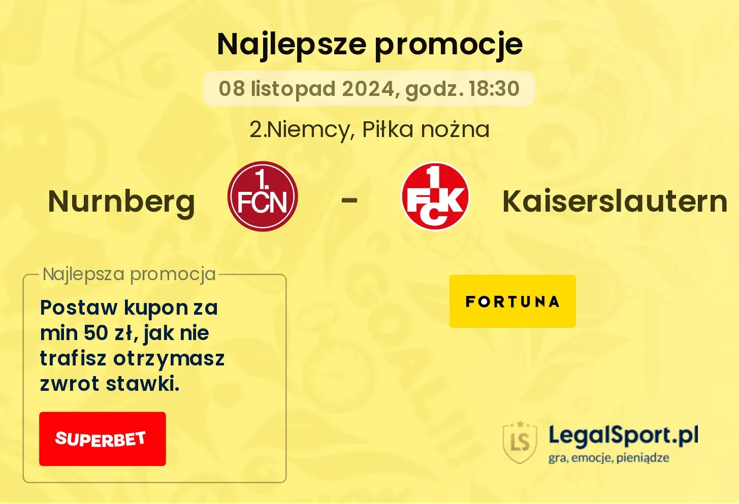 Nurnberg - Kaiserslautern promocje bonusy na mecz