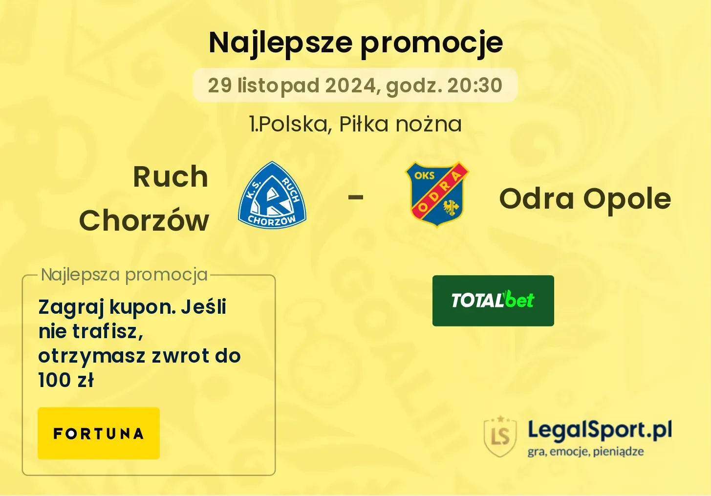 Ruch Chorzów - Odra Opole promocje u bukmacherów