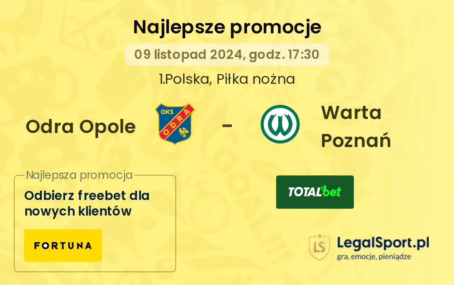 Odra Opole - Warta Poznań promocje bonusy na mecz