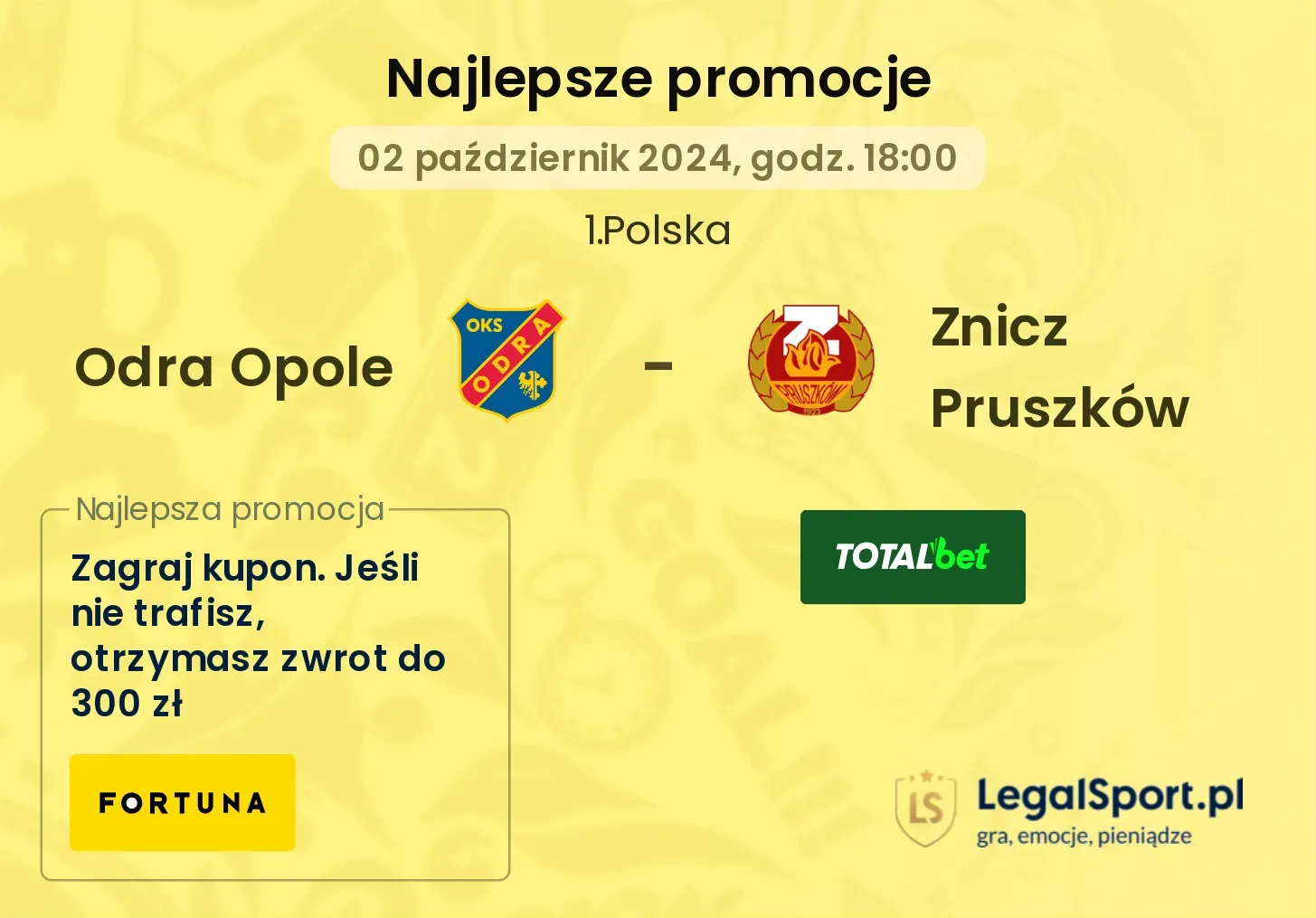 Odra Opole - Znicz Pruszków promocje bonusy na mecz