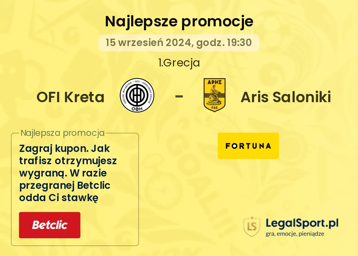 OFI Kreta - Aris Saloniki promocje bonusy na mecz