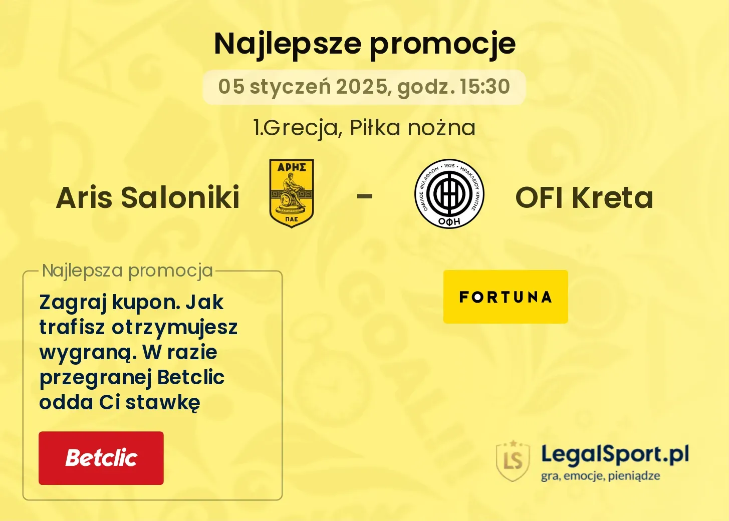 Aris Saloniki - OFI Kreta promocje bukmacherskie