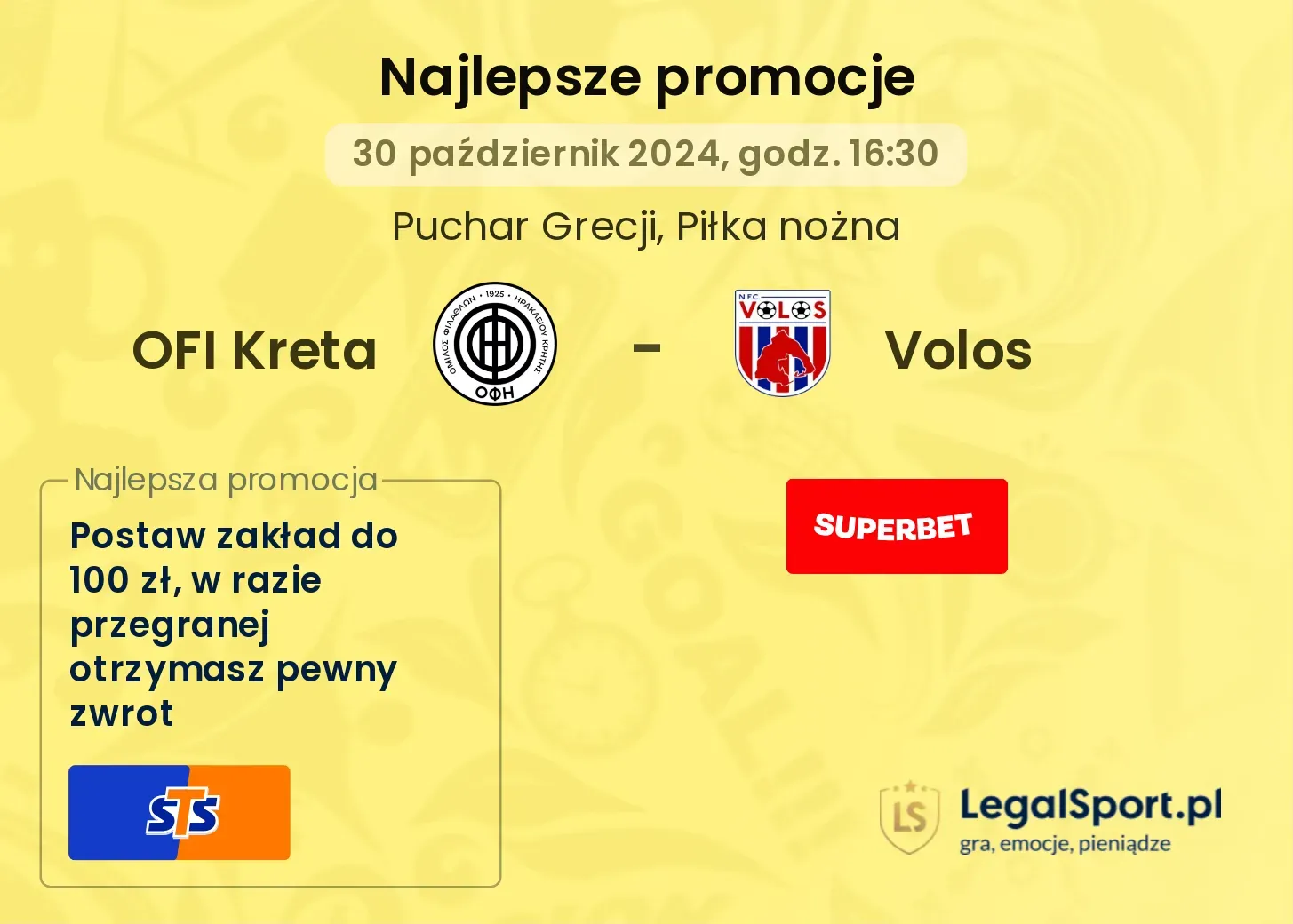 OFI Kreta - Volos promocje bonusy na mecz