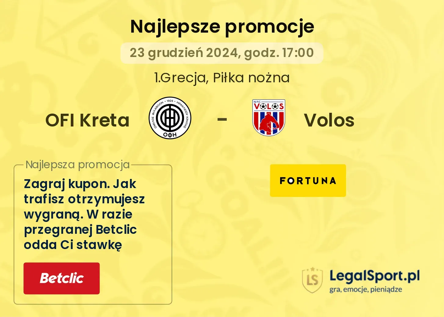 OFI Kreta - Volos promocje u bukmacherów