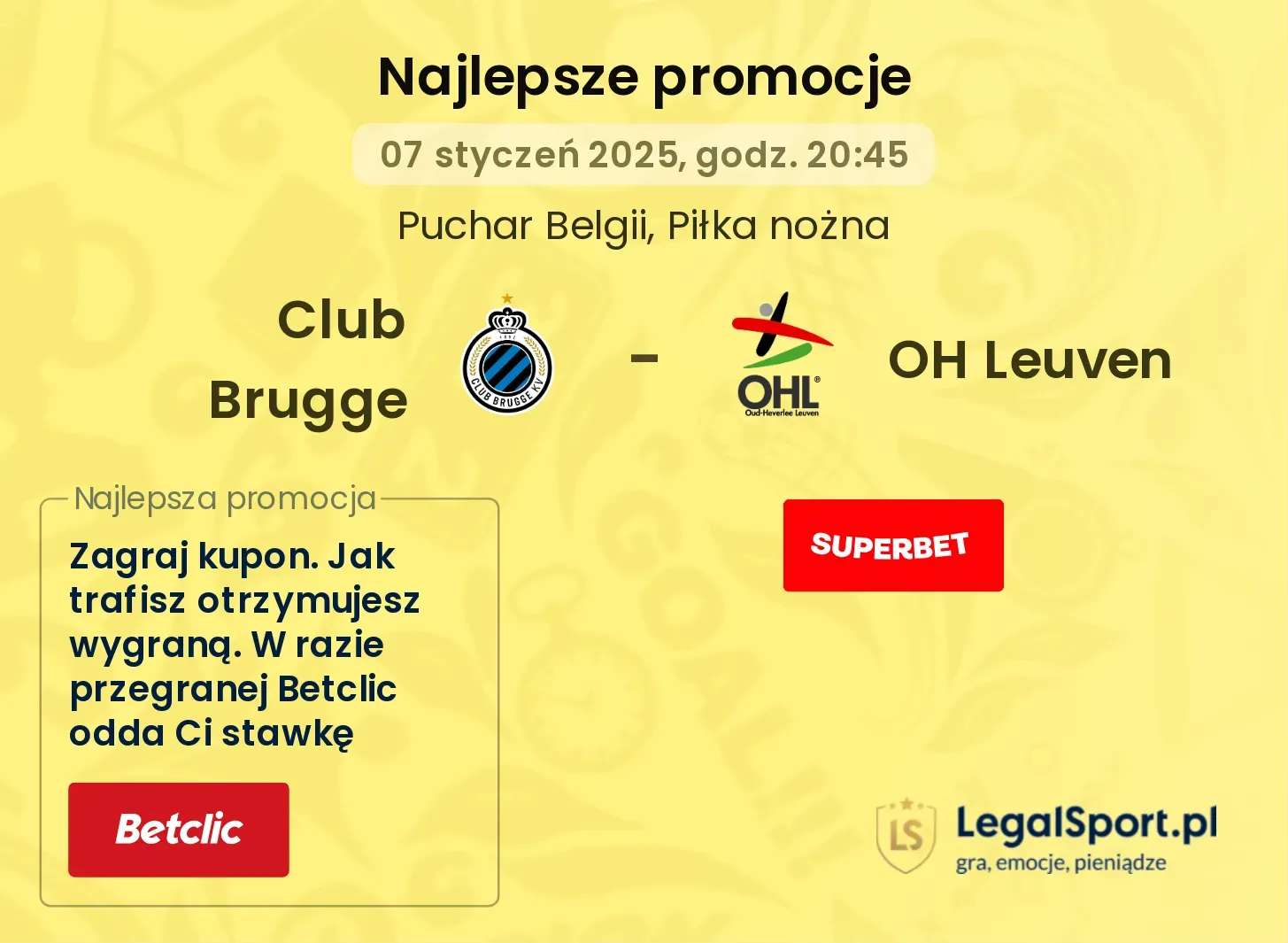 Club Brugge - OH Leuven promocje bukmacherskie