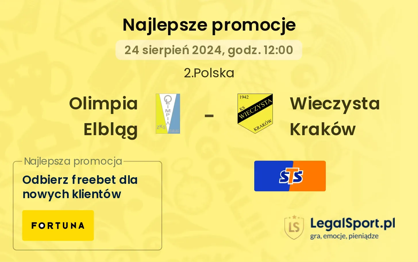 Olimpia Elbląg - Wieczysta Kraków promocje bonusy na mecz