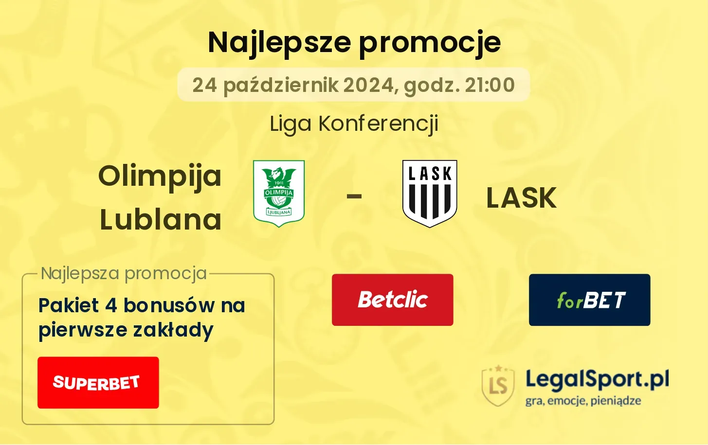 Olimpija Lublana - LASK promocje bonusy na mecz