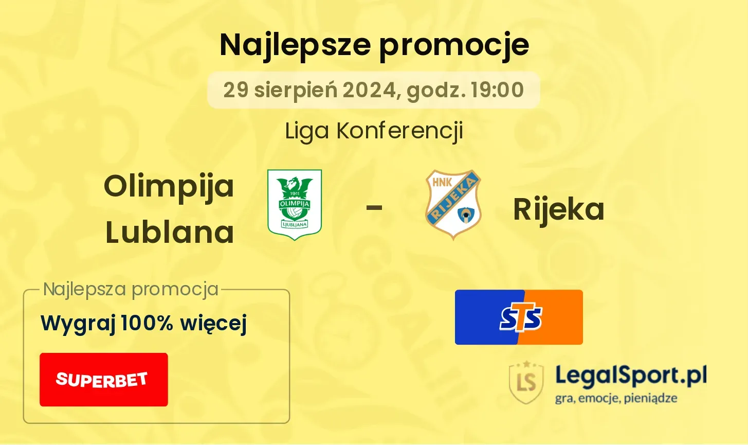 Olimpija Lublana - Rijeka promocje bonusy na mecz