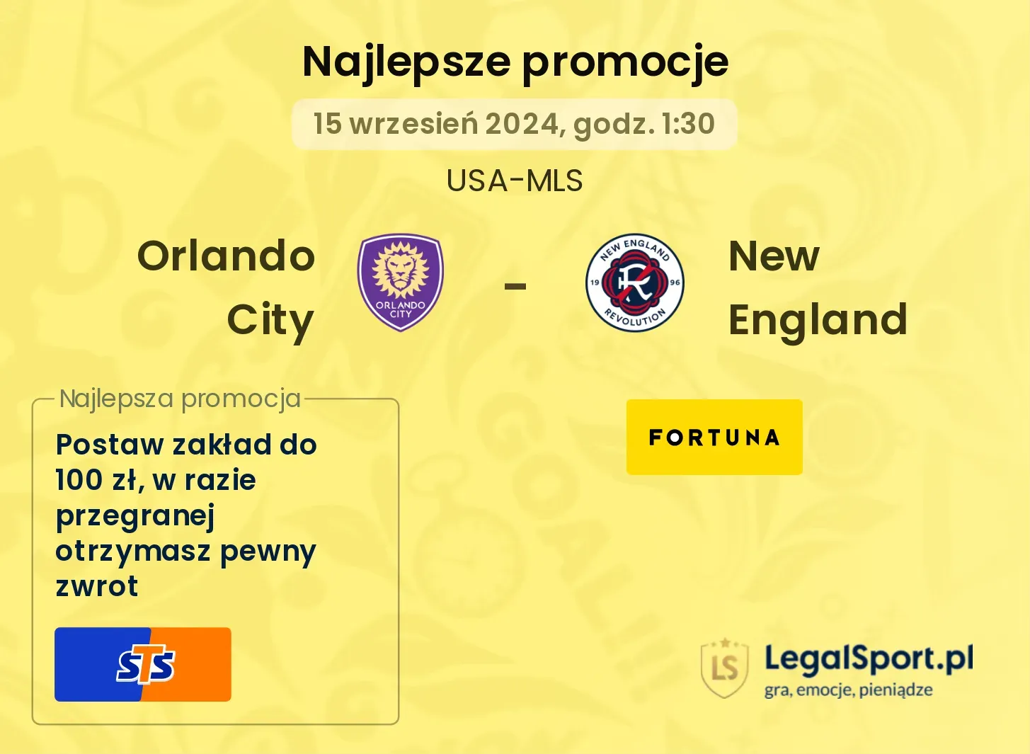 Orlando City - New England promocje u bukmacherów 15.09, 01:30