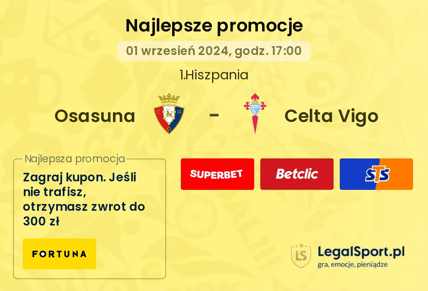 Osasuna - Celta Vigo promocje bonusy na mecz