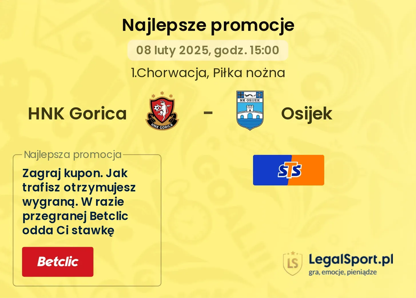 Osijek - HNK Gorica promocje u bukmacherów 02.11, 17:30