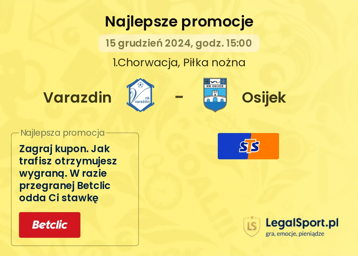 Varazdin - Osijek promocje u bukmacherów