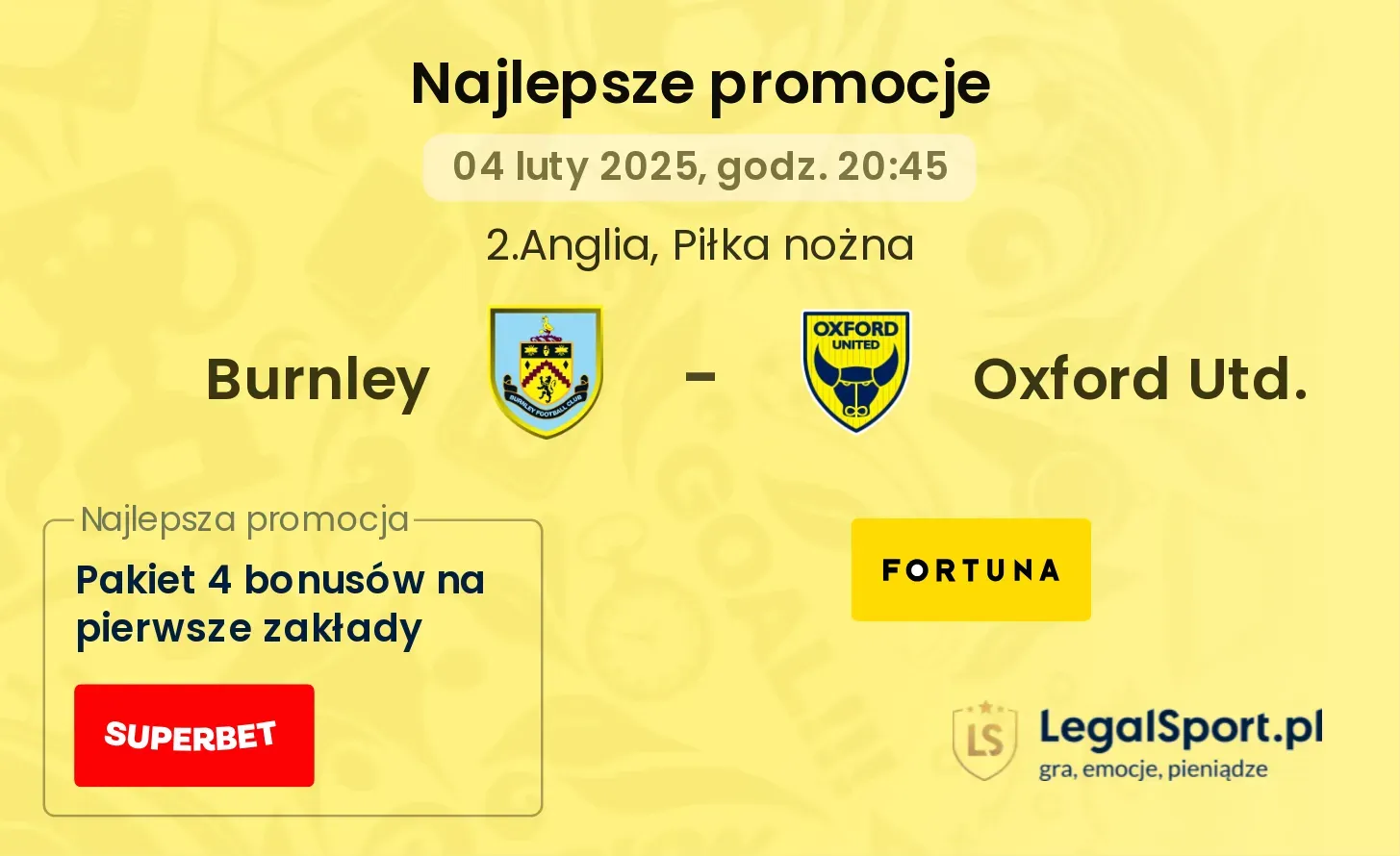 Oxford Utd. - Burnley promocje bukmacherskie 28.09, 16:00