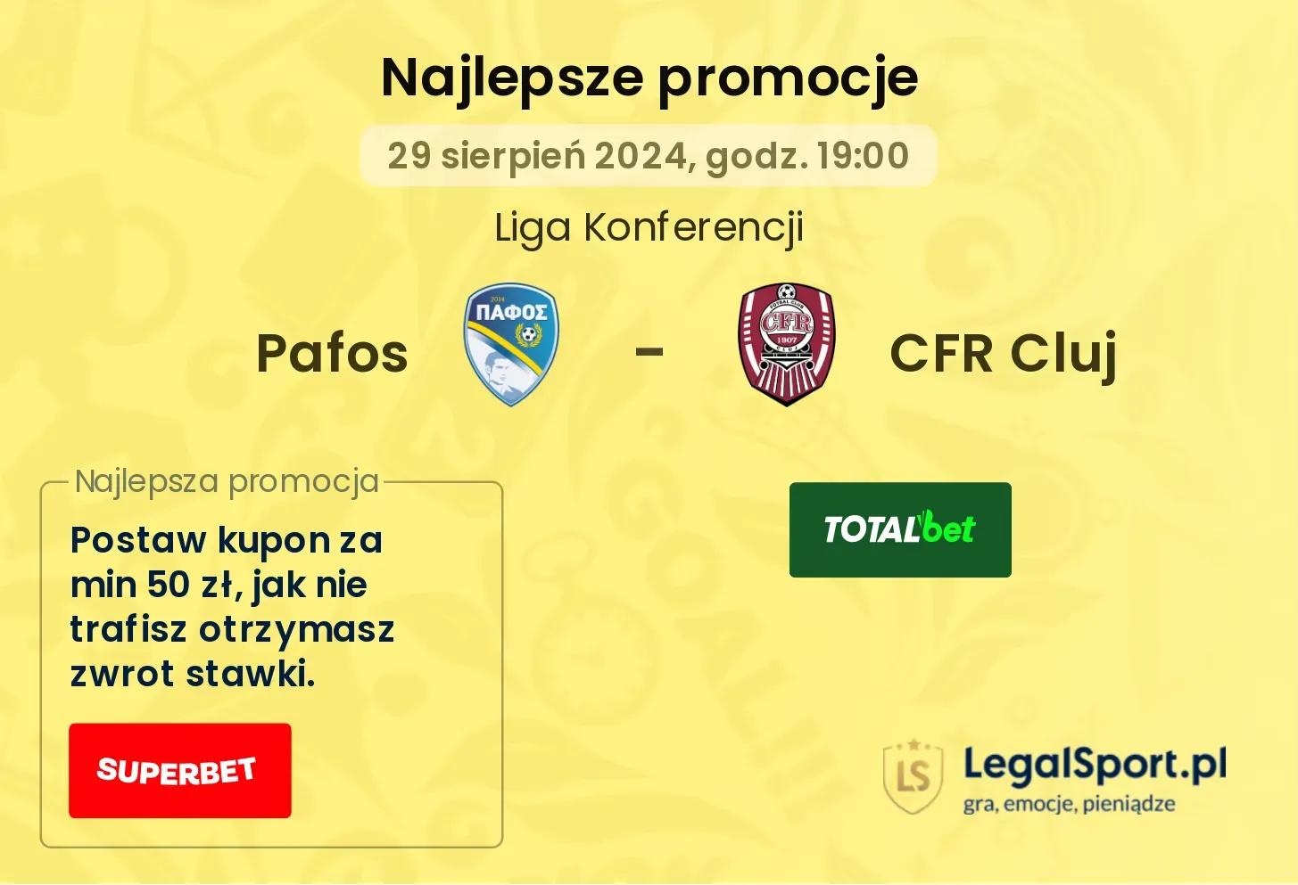 Pafos - CFR Cluj promocje bonusy na mecz