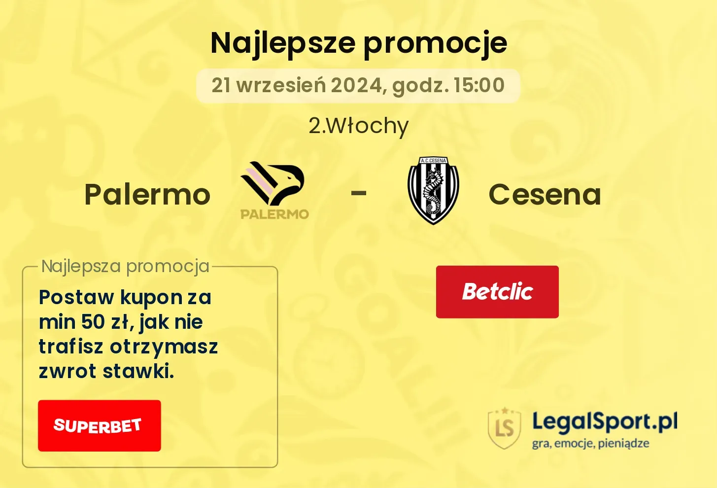 Palermo - Cesena promocje bonusy na mecz