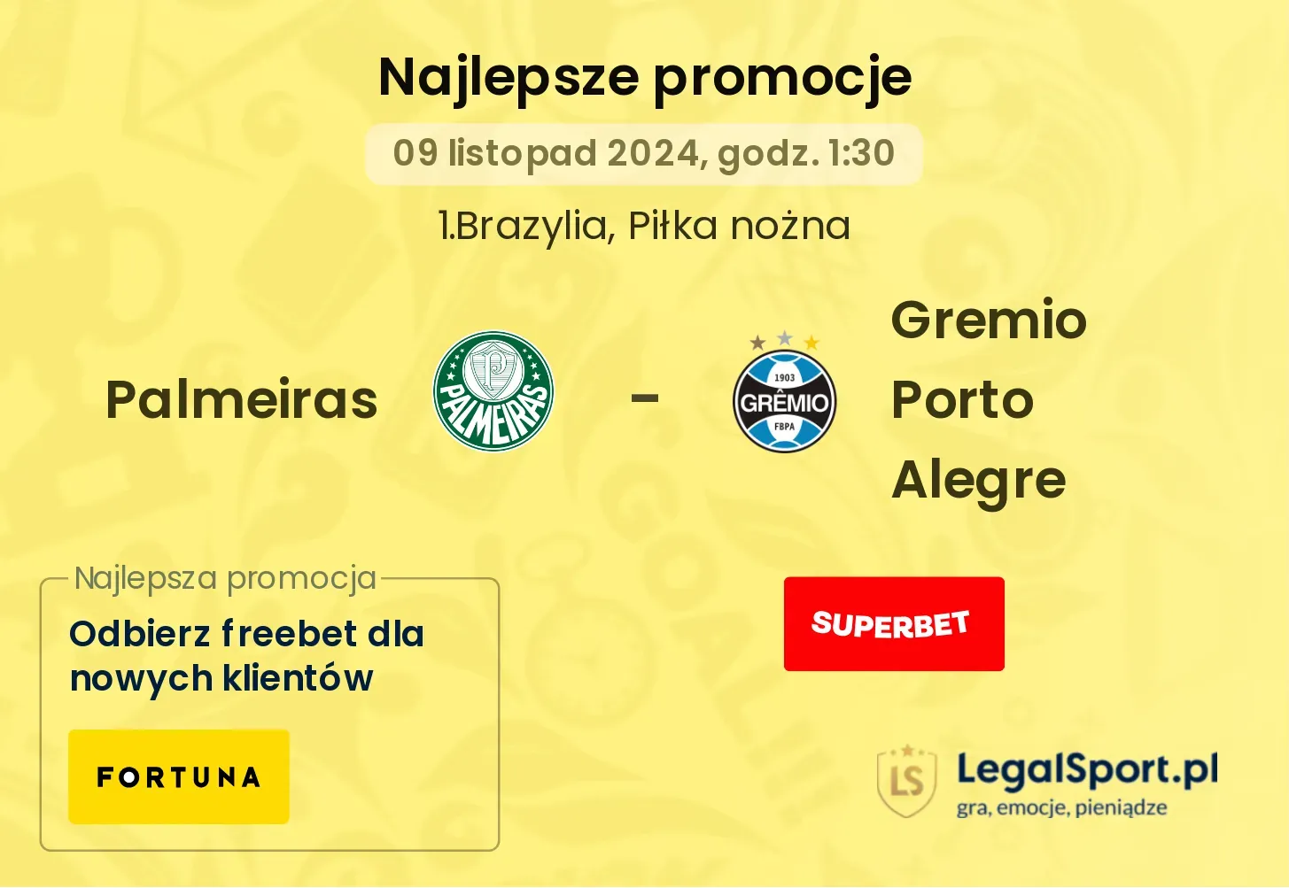 Palmeiras - Gremio Porto Alegre promocje bonusy na mecz