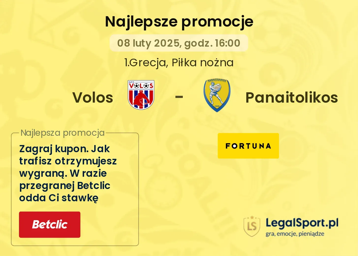 Panaitolikos - Volos promocje u bukmacherów 26.10, 16:00