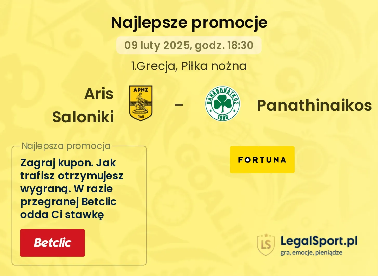 Panathinaikos - Aris Saloniki promocje bukmacherskie 27.10, 17:00