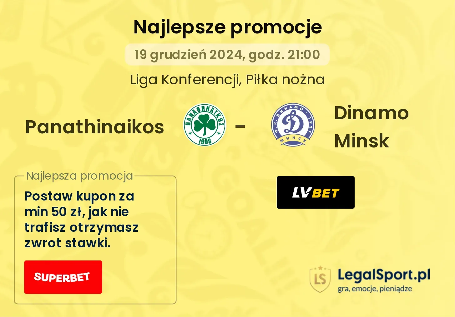 Panathinaikos - Dinamo Minsk promocje bonusy na mecz