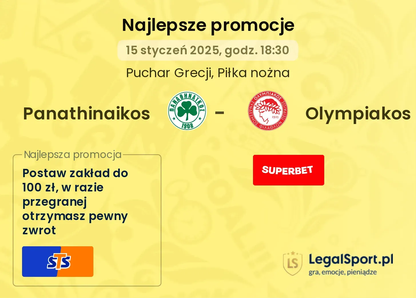 Panathinaikos - Olympiakos promocje u bukmacherów