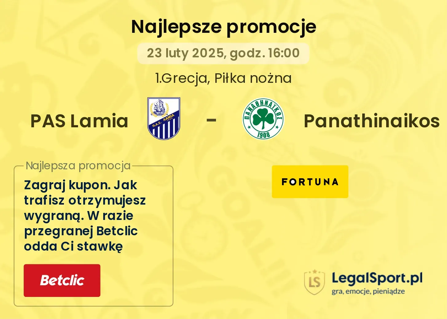 PAS Lamia - Panathinaikos promocje bukmacherskie