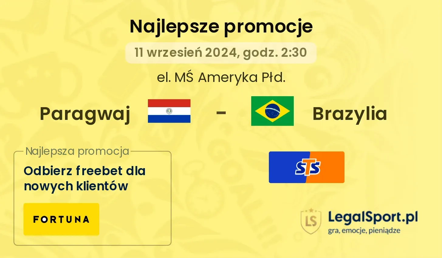 Paragwaj - Brazylia promocje bonusy na mecz