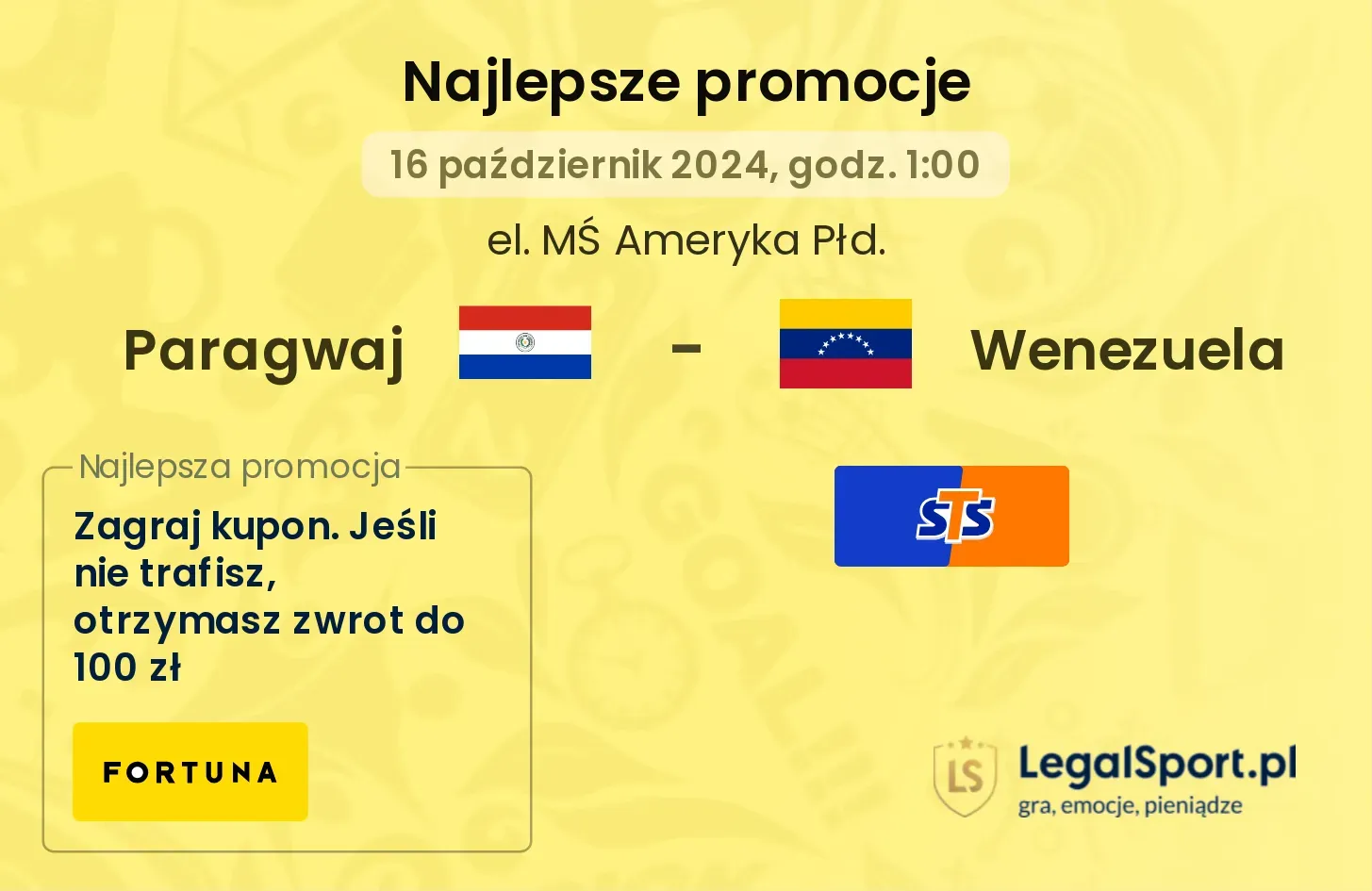 Paragwaj - Wenezuela promocje bonusy na mecz