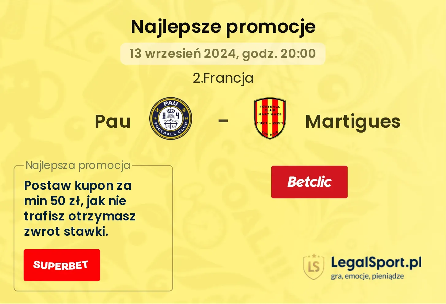 Pau - Martigues promocje bonusy na mecz