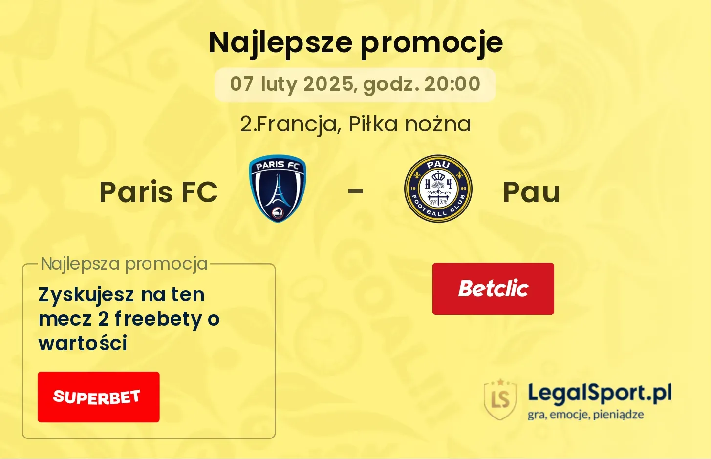 Paris FC - Pau promocje bukmacherskie