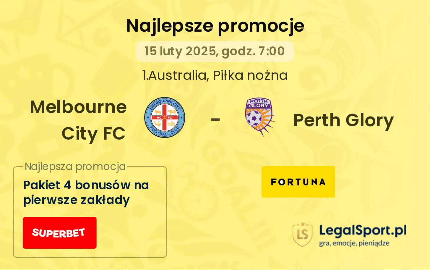 Perth Glory - Melbourne City FC promocje bonusy na mecz