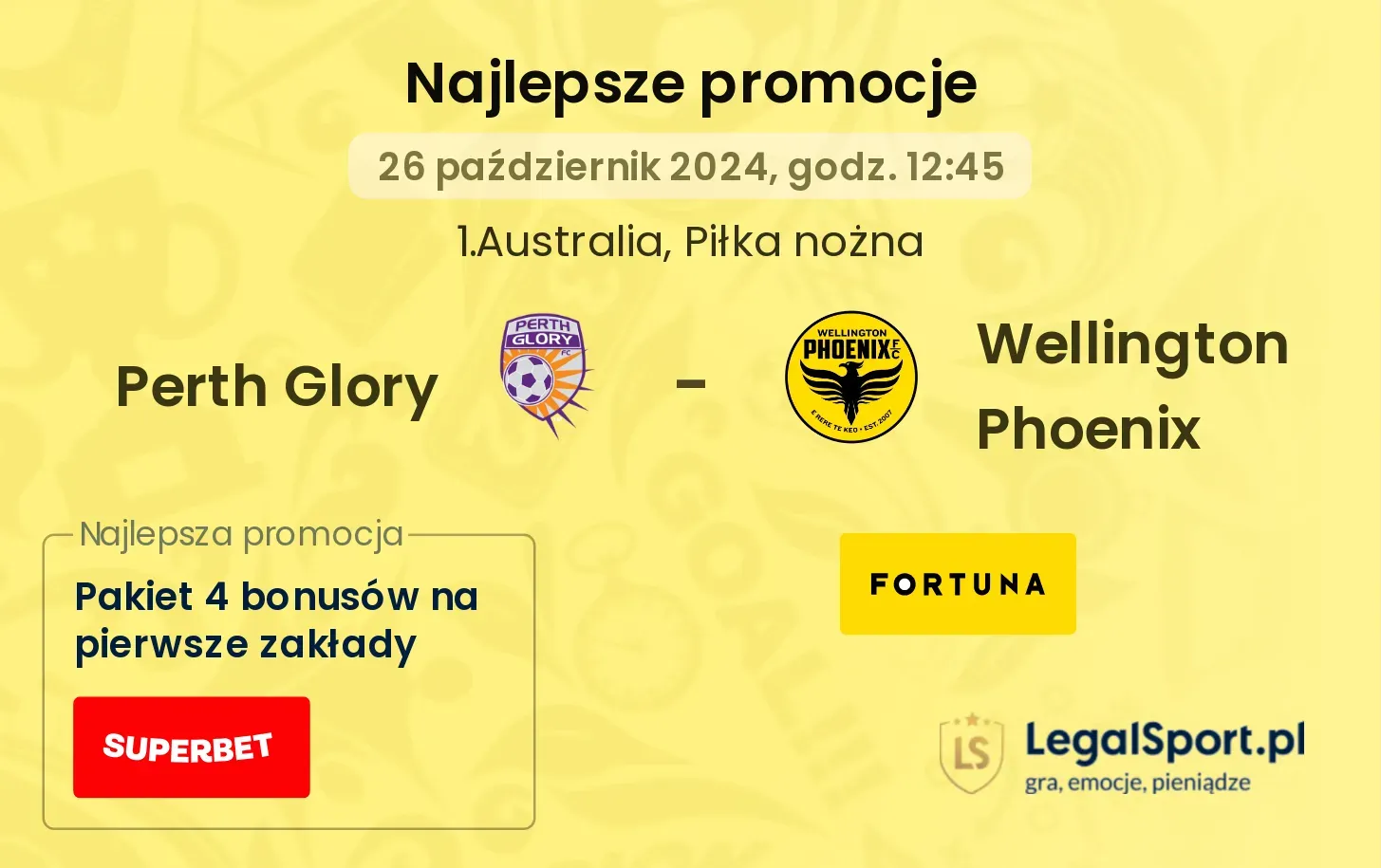 Perth Glory - Wellington Phoenix promocje bonusy na mecz