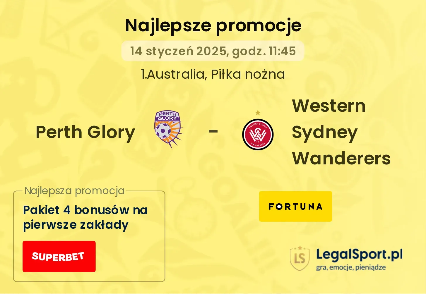 Perth Glory - Western Sydney Wanderers promocje bonusy na mecz