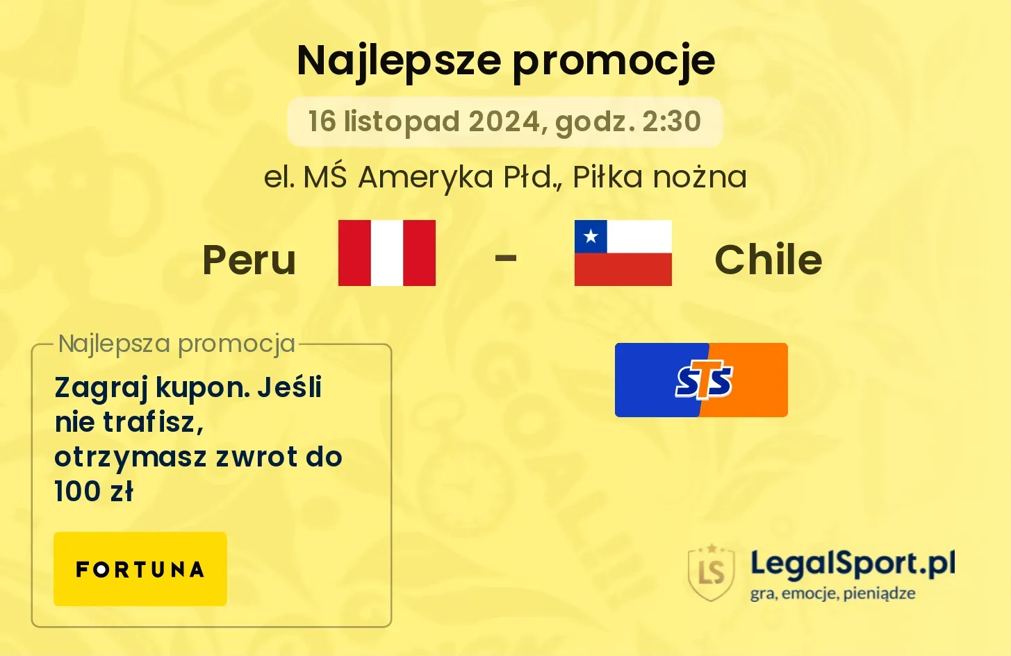 Peru - Chile promocje bonusy na mecz